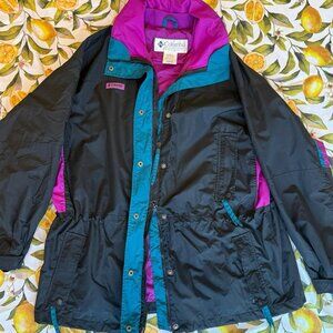 SOLD // VINTAGE Columbia Sportswear RETRO UTILITY SKI JACKET! hidden hood!